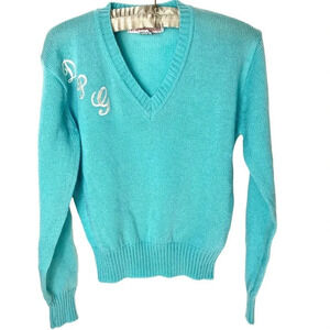 Vintage 80s Monogram Sweater V‎ Neck M / L